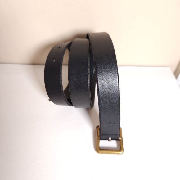 Fossil Black Leather Belt Womens Size Large 1" Wide Roller Buckle Classic - Picture 1 of 16